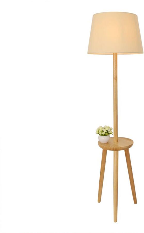 QUVIO Staande vloerlamp Met plankje Hout