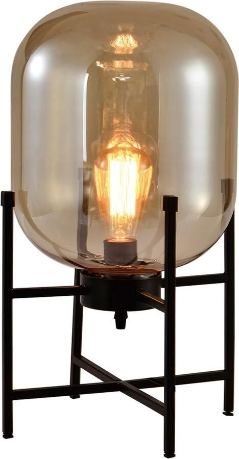 QUVIO Tafellamp modern Glazen stolp in metalen frame Diameter 28 cm