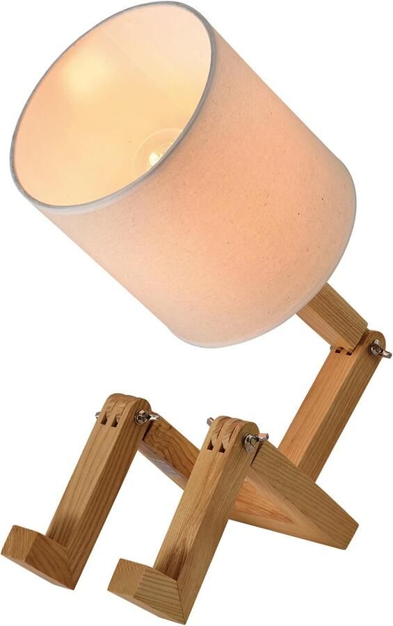 QUVIO Tafellamp Scandinavisch Mannetje hout en stof Diameter 18 cm - Foto 1