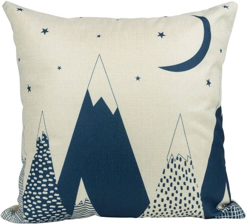 QUVIO Sierkussen bergen Gevuld Polyester 45 x 45 cm Beige en blauw
