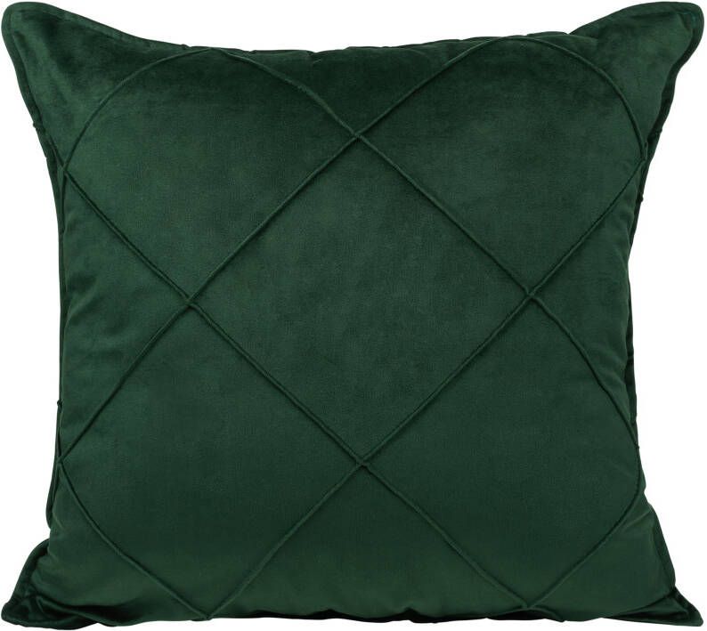QUVIO Sierkussen gevuld met ruit patroon 50 x 50 cm Fluweel Donkergroen