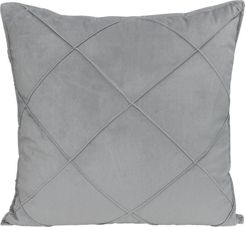 QUVIO Sierkussen gevuld met ruit patroon 50 x 50 cm Fluweel Grijs