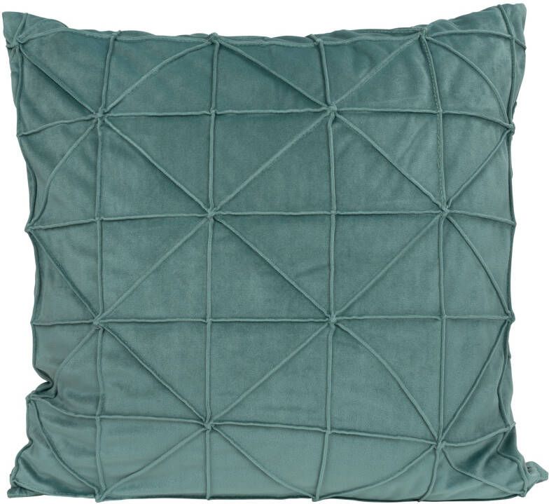 QUVIO Sierkussen gevuld met grafisch patroon 50 x 50 cm Fluweel Eucalyptus groen