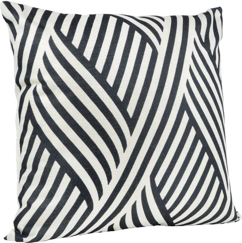 QUVIO Sierkussen gevuld met golf patroon Dikke lijnen 45 x 45 cm Zwart Beige