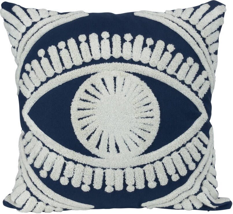 QUVIO Sierkussen met oog Gevuld 45 x 45 cm Blauw