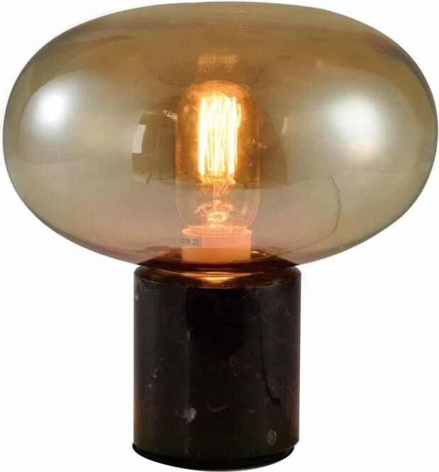 QUVIO Tafellamp retro Marmer met ovaal glazen kap Diameter 22 cm