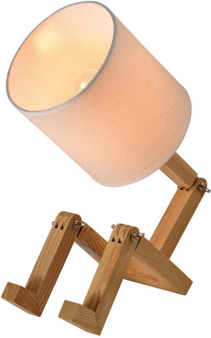 QUVIO Tafellamp Scandinavisch Mannetje hout en stof Diameter 18 cm