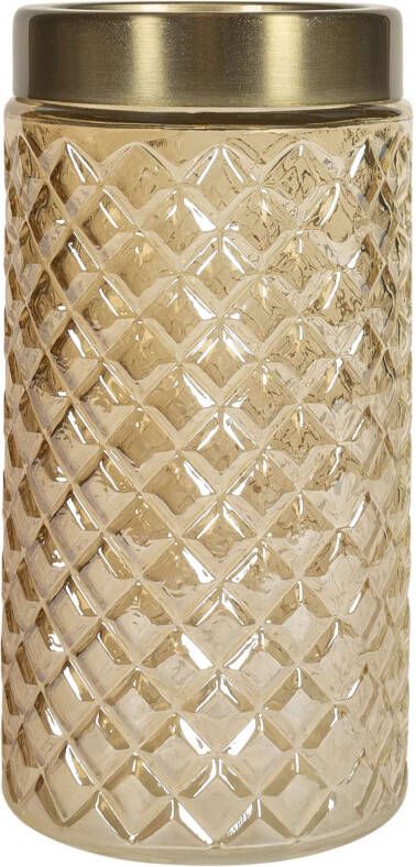 QUVIO Vaas met gouden rand Goud glas 11 x 22 cm