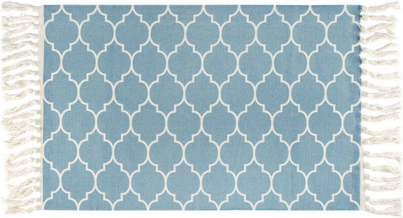QUVIO Vloerkleed met franjes Retro Lichtblauw 90 x 60 cm