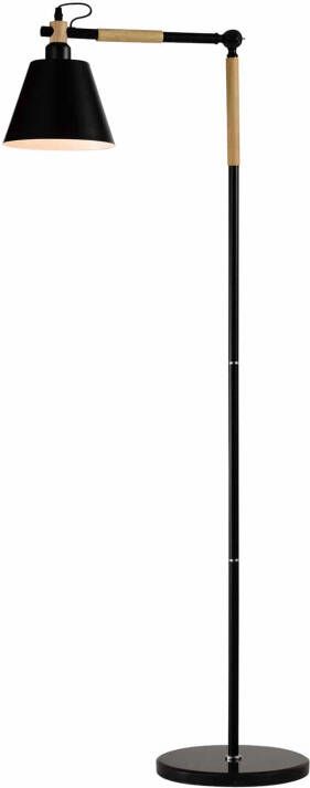 QUVIO Vloerlamp Scandinavisch Hout met ronde lampenkap Diameter 19 5 cm