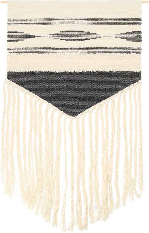 QUVIO Wanddecoratie macrame Grijs en wit