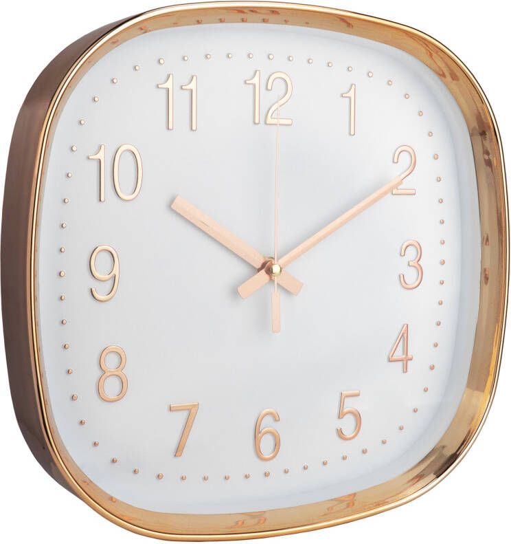QUVIO Wandklok Glas Kunststof Roségoud en Wit Diameter 29 5 cm