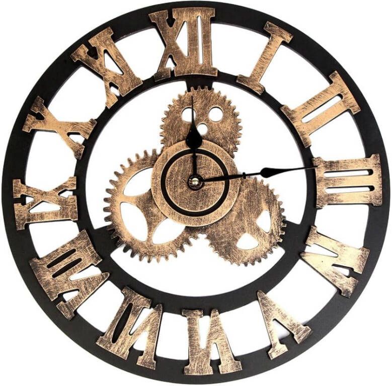 QUVIO Wandklok industrieel Hout Diameter 45 cm