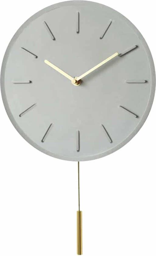 QUVIO Wandklok industrieel met slinger Beton Diameter 30 cm