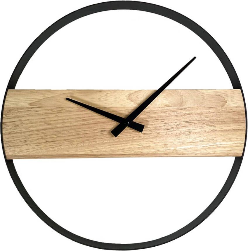 QUVIO Wandklok modern Staal en hout Diameter 36 cm
