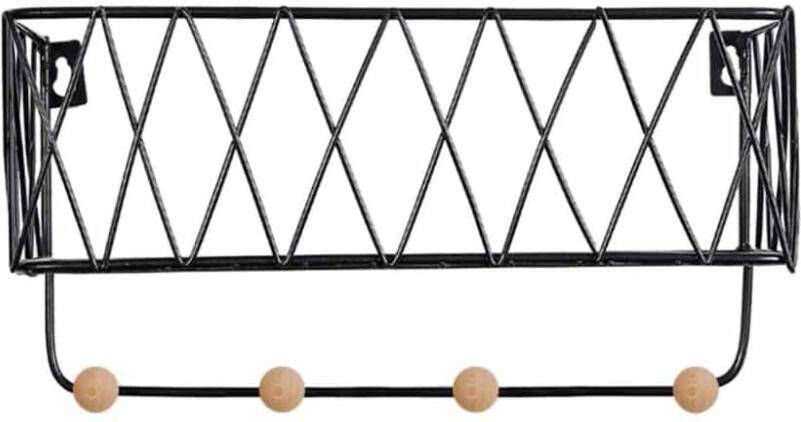 QUVIO Wandrek met 4 kapstokpunten Inclusief opbergvak 12 x 25 5 x 16 5 cm