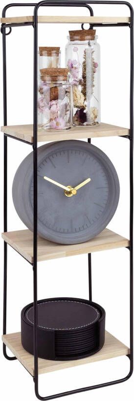 QUVIO Wandrek metalen frame met 4 licht houten planken