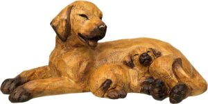Ambiente Haus Decoratief figuur Hond met pup liggend
