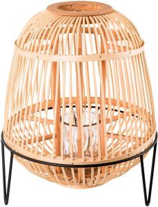 Andas Windlicht TROMSO van bamboe met glasinzet met metalen poten hoogte ca. 34 cm