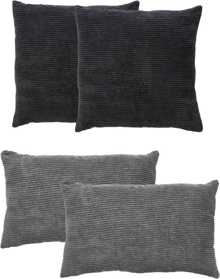 Andiamo Sierkussen Cord kussen Emy 4-delig set kussenhoes met vulling