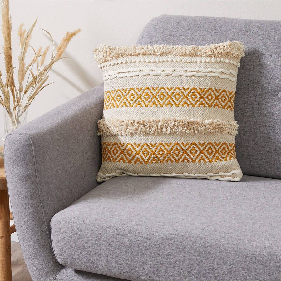 Andiamo Sierkussen Livia Etnisch patroon gestreept kussenhoes met vulling vierkant 45x45 cm (1 stuk)