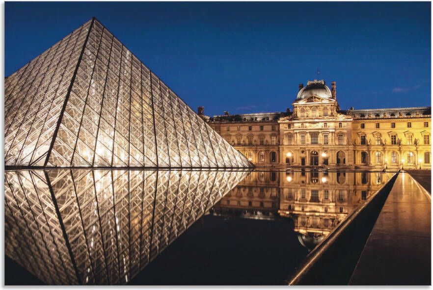 Artland Aluminium dibond print Glazen piramide Musée du Louvre Parijs geschikt voor binnen en buiten buitenafbeelding
