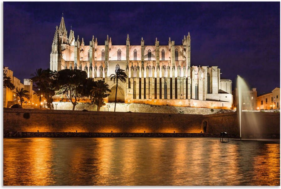 Artland Aluminium dibond print Kathedraal in Palma de Mallorca Balearen geschikt voor binnen en buiten buitenafbeelding