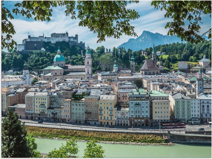 Artland Aluminium dibond print Salzburg blik op de oude binnenstad geschikt voor binnen en buiten buitenafbeelding