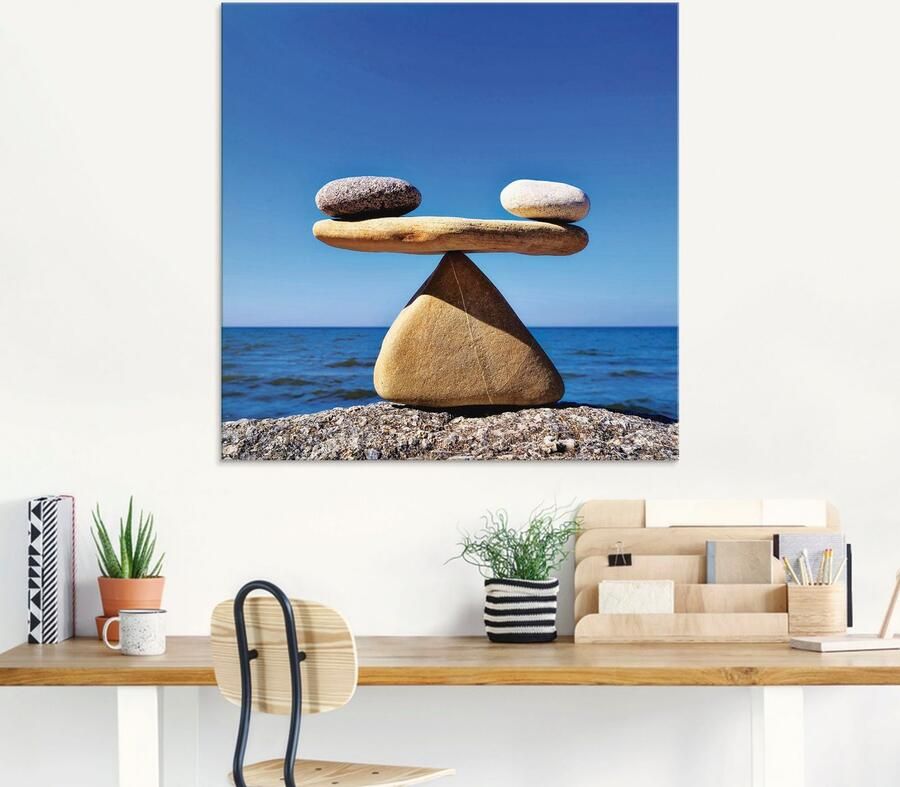 Artland Print op glas Evenwicht stenen zee - Foto 5