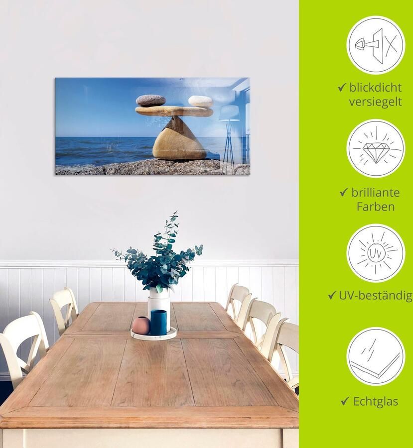 Artland Print op glas Evenwicht stenen zee - Foto 4