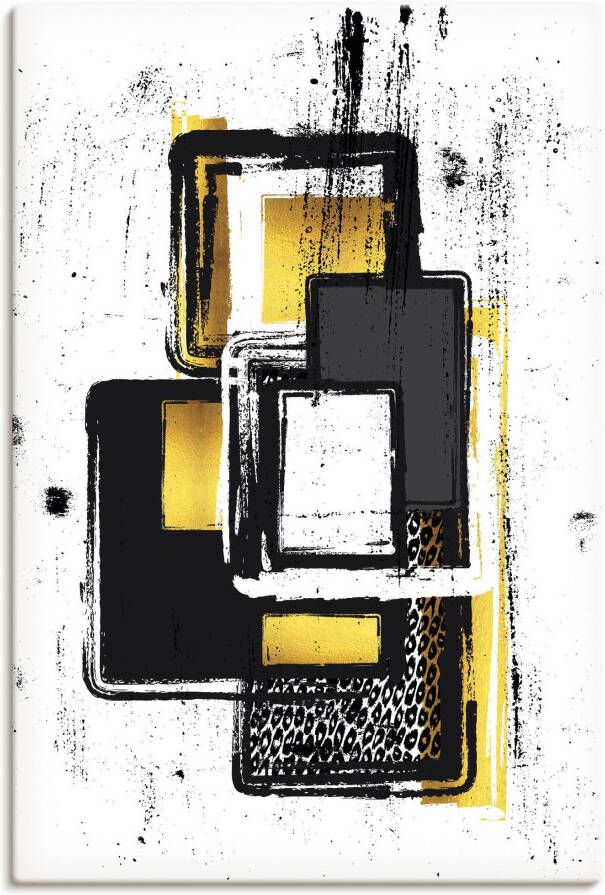 Artland Artprint Abstracte ruiten Abstracte schilderkunst Nr. 3 goud als artprint op linnen poster muursticker in verschillende maten