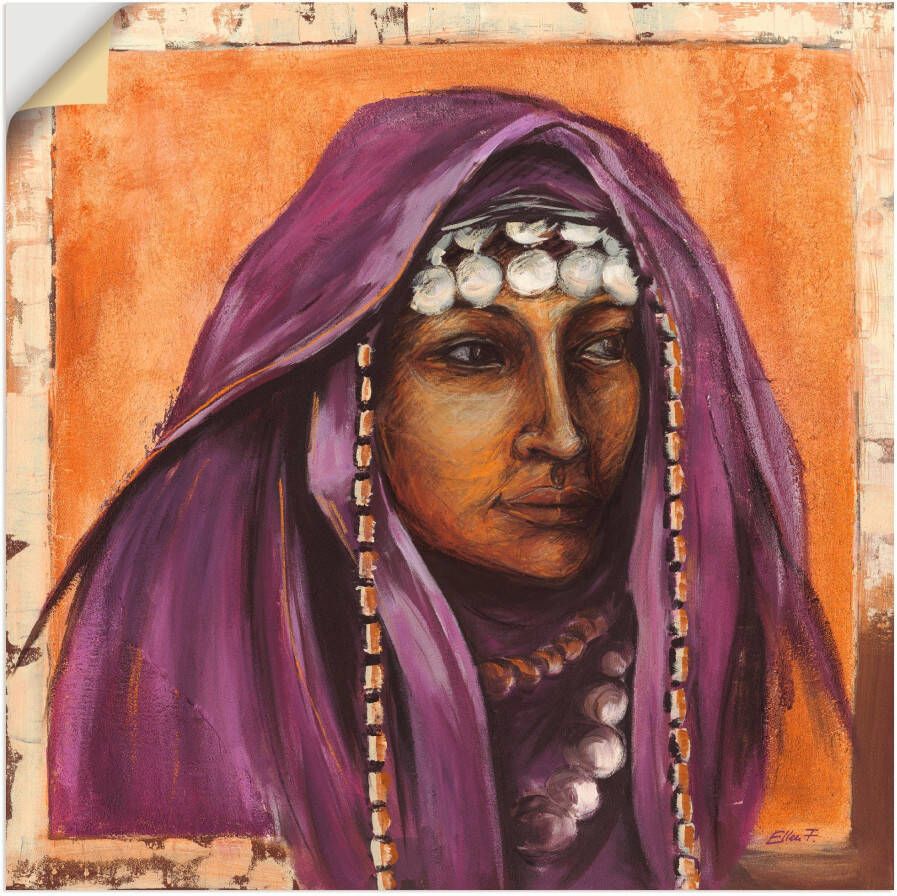 Artland Artprint op linnen Beduinin II met auberginekleurig sjaaltje - Foto 1