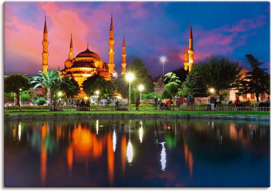 Artland Artprint Blauwe moskee in Istanbul Turkije als artprint op linnen poster in verschillende formaten maten - Foto 1