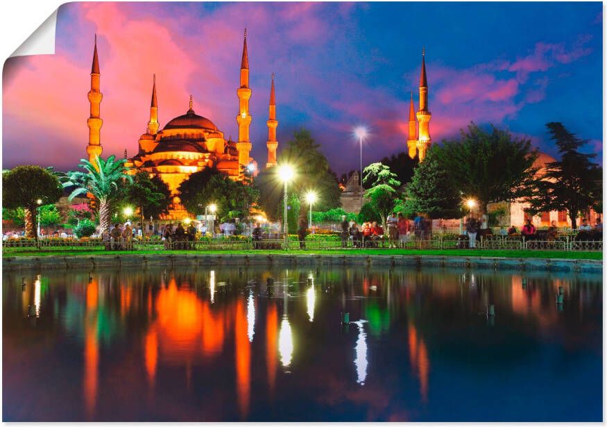 Artland Artprint Blauwe moskee in Istanbul Turkije als artprint op linnen poster in verschillende formaten maten