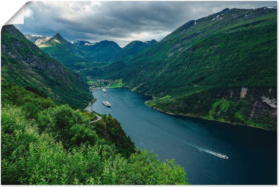 Artland Artprint Blik op het Geirangerfjord Noorwegen als artprint van aluminium artprint voor buiten artprint op linnen poster in verschillende maten. maten