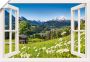 Artland Artprint Blik uit het venster Beierse Alpen als artprint van aluminium artprint op linnen muursticker of poster in verschillende maten - Thumbnail 1