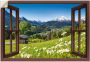 Artland Artprint Blik uit het venster Beierse Alpen als artprint van aluminium artprint voor buiten artprint op linnen poster muursticker - Thumbnail 1