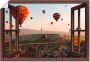 Artland Artprint Blik uit het venster Cappadocië ballonvaart als artprint op linnen poster muursticker in verschillende maten - Thumbnail 1