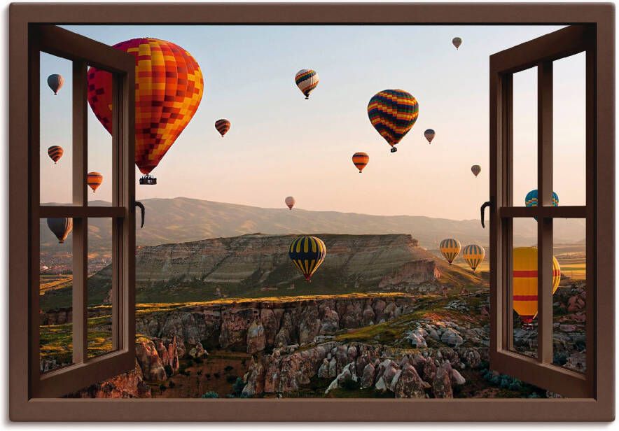 Artland Artprint Blik uit het venster Cappadocië ballonvaart als artprint op linnen poster muursticker in verschillende maten
