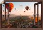 Artland Artprint Blik uit het venster Cappadocië ballonvaart als artprint op linnen poster muursticker in verschillende maten - Thumbnail 1