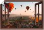 Artland Artprint Blik uit het venster Cappadocië ballonvaart als poster muursticker in verschillende maten - Thumbnail 1