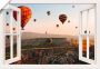 Artland Artprint Blik uit het venster Cappadocië ballonvaart als poster muursticker in verschillende maten - Thumbnail 1