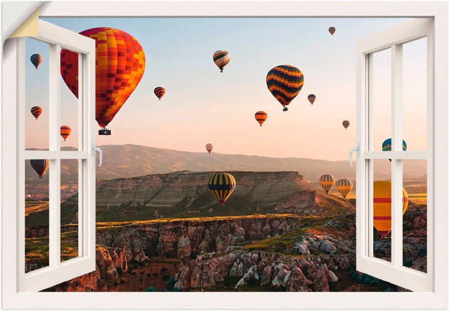 Artland Artprint Blik uit het venster Cappadocië ballonvaart als poster muursticker in verschillende maten