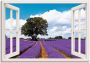 Artland Wandfolie Blik uit het venster lavendelveld in de zomer - Thumbnail 1