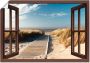 Artland Artprint Blik uit het venster Noordzeestrand op Langeoog als artprint op linnen poster muursticker in verschillende maten - Thumbnail 1