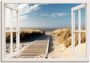 Artland Artprint Blik uit het venster Noordzeestrand op Langeoog als artprint op linnen poster muursticker in verschillende maten - Thumbnail 1