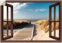 Artland Artprint Blik uit het venster Noordzeestrand op Langeoog als artprint op linnen poster muursticker in verschillende maten - Thumbnail 1