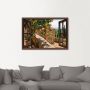 Artland Artprint Blik uit het venster rozen op balkon Toscane als artprint van aluminium artprint voor buiten artprint op linnen poster muursticker - Thumbnail 1