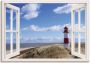 Artland Artprint Blik uit het venster vuurtoren Sylt als artprint op linnen poster muursticker in verschillende maten - Thumbnail 1