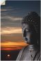 Artland Artprint Boeddha-beeld voor zonsondergang als artprint van aluminium artprint op linnen muursticker of poster in verschillende maten - Thumbnail 1